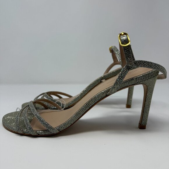 Stuart Weitzman Starla Sparkle Stiletto Heels Womens 10 Silver Gold Strappy NWOB - Picture 7 of 14